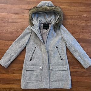 J. Crew Chateau Parka in Italian Stadium-Cloth, Heather Gray, Size 4, wool